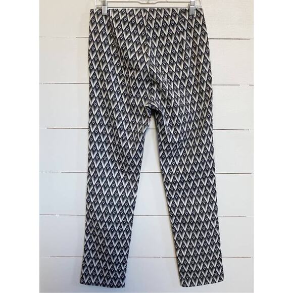 H&M High Waisted Ankle Crop Pants Side Zip Abstract Print‎ Grey Stretch SZ 10 - Picture 2 of 10